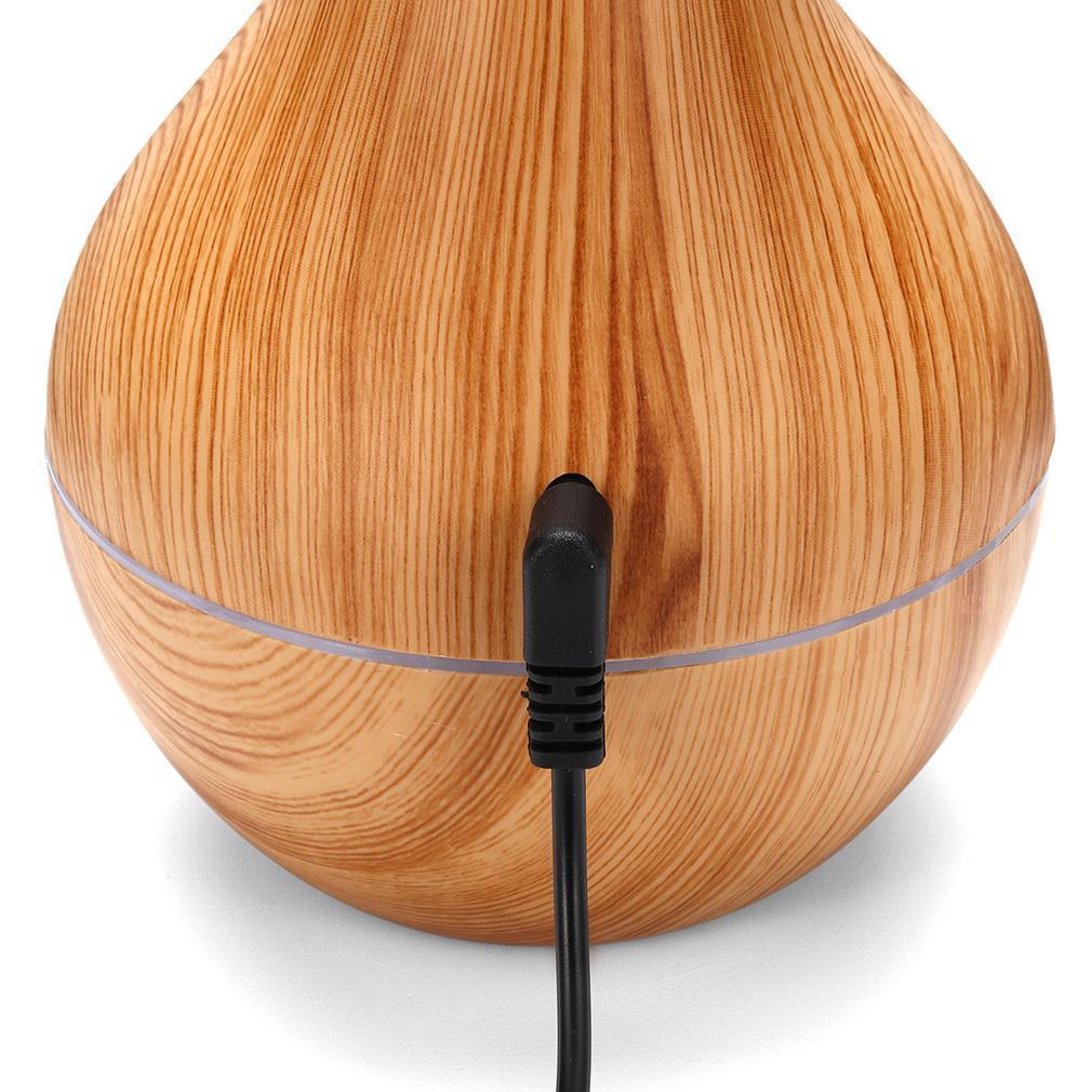 Essential Oil Diffuser 130ml Wood Grain Vase-Shaped Aromatherapy Cool Mist Humidifier With 7 Colors LED Lights & Waterless Auto Shut-Off For Home Office