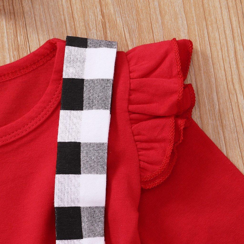 Cute Outfits Autumn Winter Plaid Suspender Christmas Dress Clothing Kids Girls Skirts