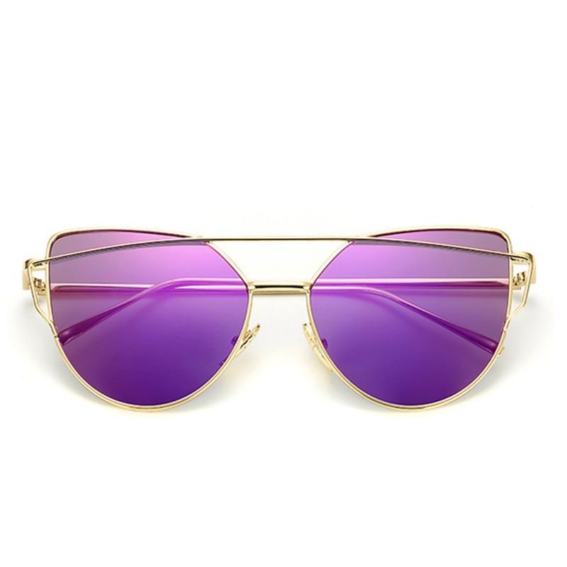 NEW Stevvex Designer Cat eye Sunglasses For Women and Ladies in Vintage Metal Reflective Glasse Mirror Retro Oculos De Sol Gafas Style With UV 400 Protection