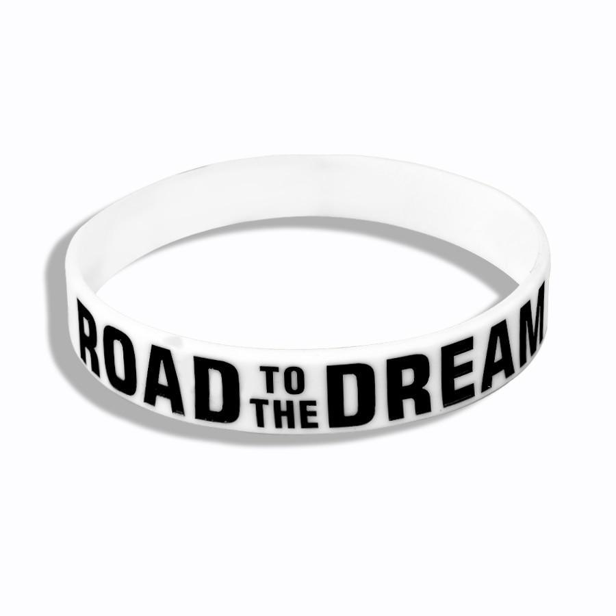 New Trend Motivation "The Road to Dreams" "Never Give Up" Inspirational Silicone Rubber Bracelet Elastic Band Brecelet for Women and Men In Unisex Design
