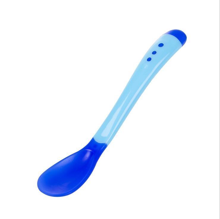 1 Set Children Kids Tableware Temperature Silicone Soft Spoon Fork Cutlery Feeding Dish Infant Boys and Girls Unique Baby Feeding Tool