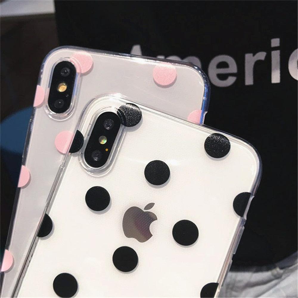 Transparent Phone Case For iPhone 13 12 11 14 Pro Little Dots Love Heart Clear Back Cover Vintage Women Girls Soft Anti-Scratch Protective Cases for iPhone
