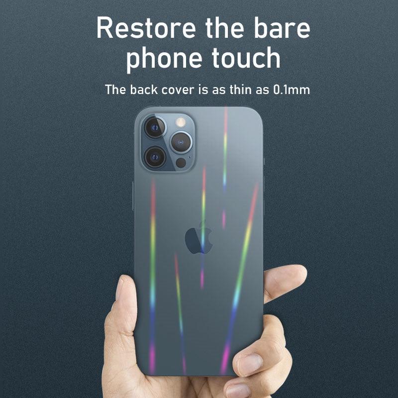 Gradient Laser Aurora Hydrogel Film For iPhone 13 11 12 Pro Max Mini X XS XR 7 8 Plus SE 2 Screen Protector Soft Full Back Cover Thin Scratch Resistant Back Screen Guard for Iphone