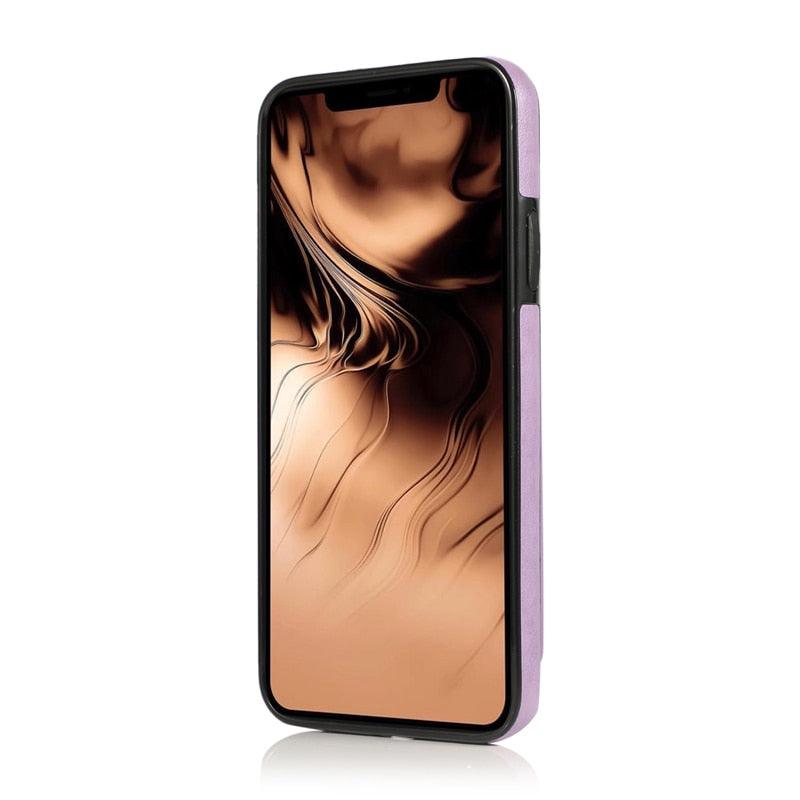 Leather Wallet Case For iPhone 11 Pro Max XS Max XR X 8 7 6S 6Plus 5 5S With Stand Card Pocket Case Cover Shockproof Texture PU Leather Wallet Cover