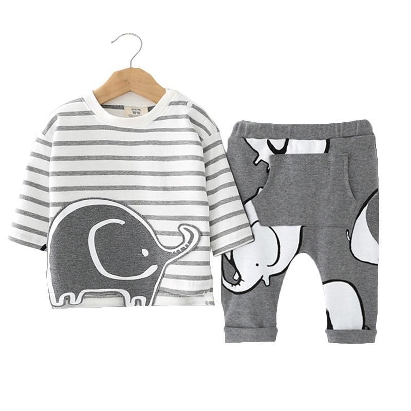 Romper Set Fashion Cartoon Bodysuit Hat and Pant Clothing Set Cute Animal Newborn Baby Clothes Pajamas