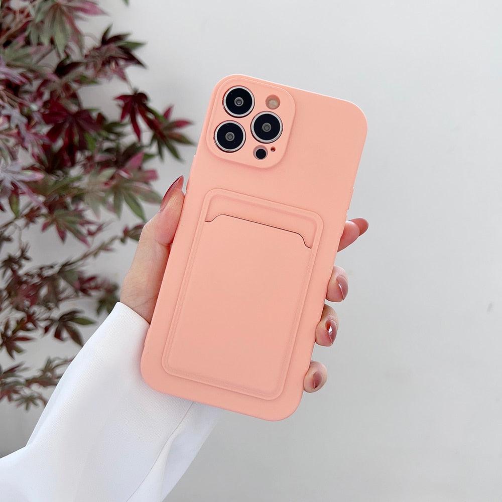 Soft Silicone Card Phone Case for IPhone 13 12 Pro Max Shockproof Protector Cover for IPhone 14 Plus Cases Heavy Duty Solid Slim Lightweight Anti-Shock Cover for iPhone