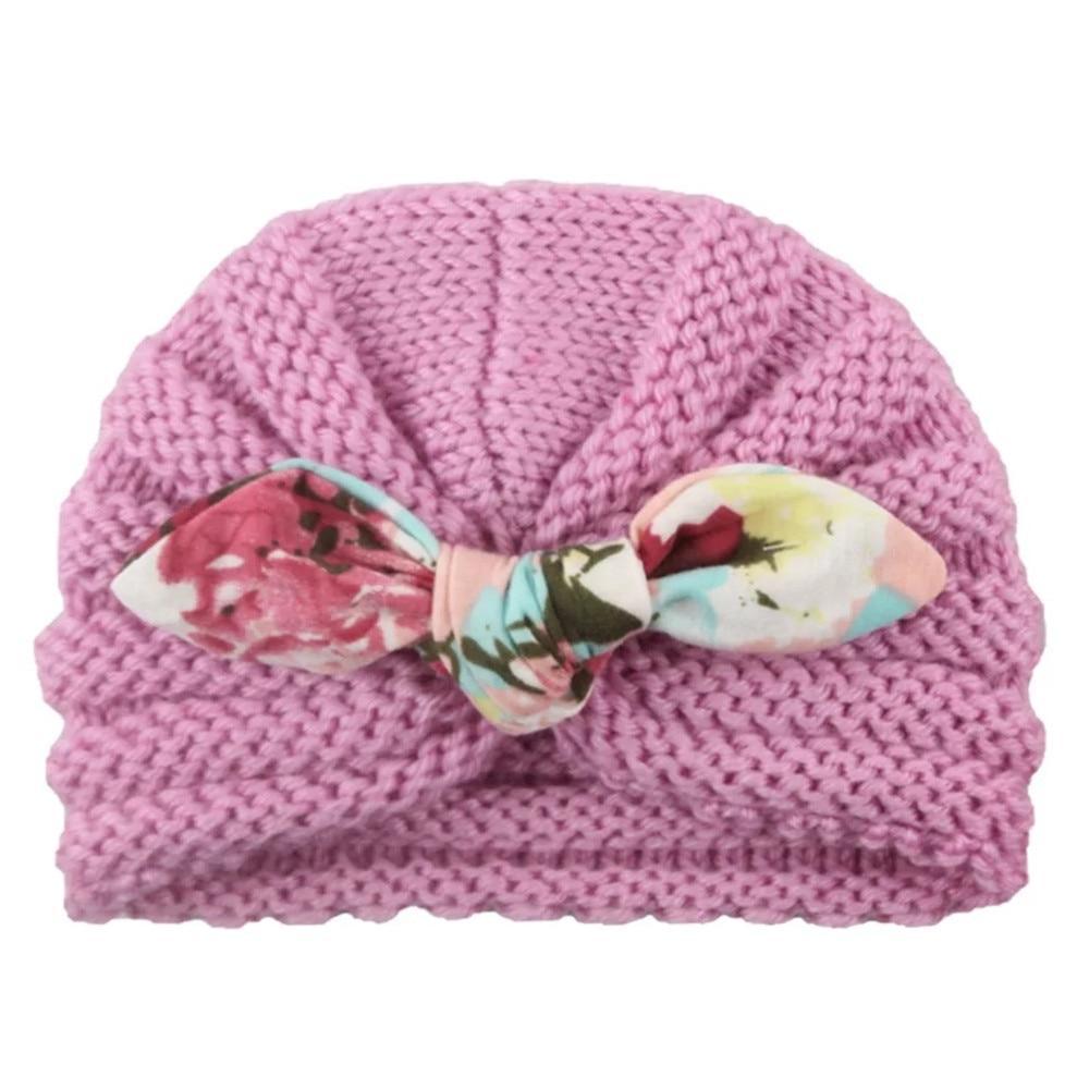 New Handmade Cotton Girl Hat Autumn Winter Baby Boy Girl Hat Colorful Bow Elastic Cute Baby Turban In Elegant Design