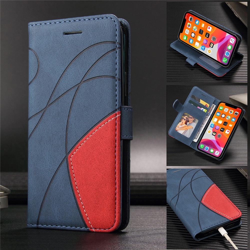 Blue PU Leather Wallet Flip Phone Case Cover For iPhone 13 Pro Max Case Leather Flip Cover iPhone 13 Pro Phone Case For iPhone 12 Mini 14 11 8 7 6 6s Plus 5 5s Case