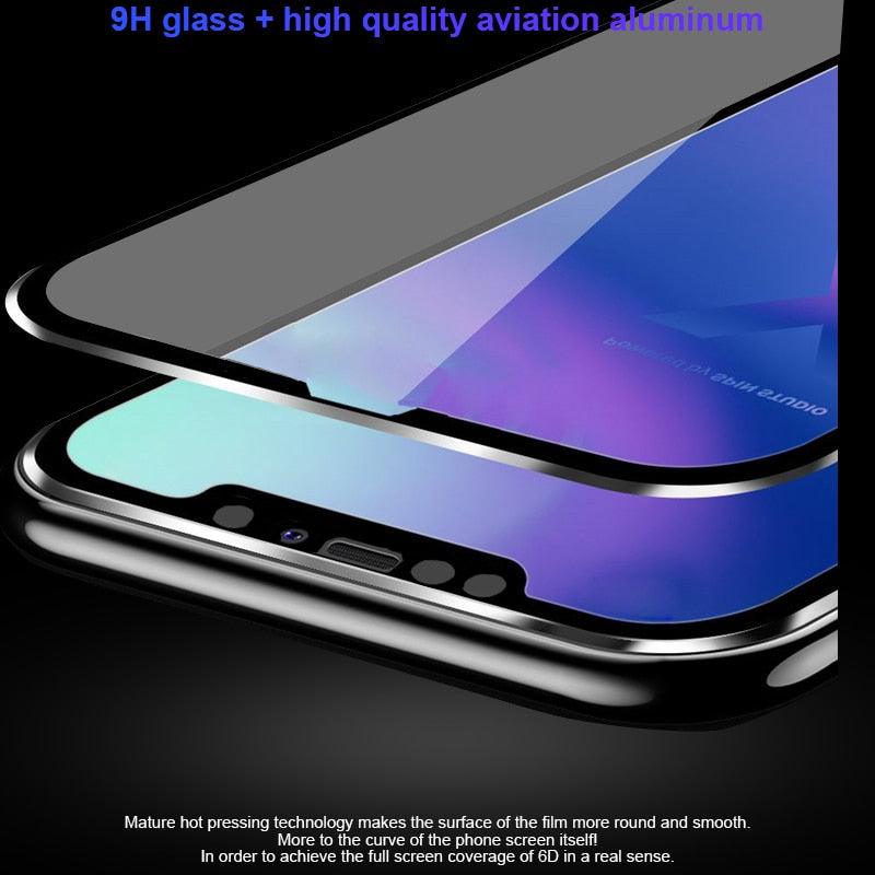 10D Curved Edge Aluminum Alloy Tempered Glass for iPhone X XS MAX 11 12 Pro Max mini 6 6S 7 8 Plus Full Cover Screen Protector Titanium Alloy Metal Edge Full Coverage Front Tempered Glass Screen Protector for iPhone