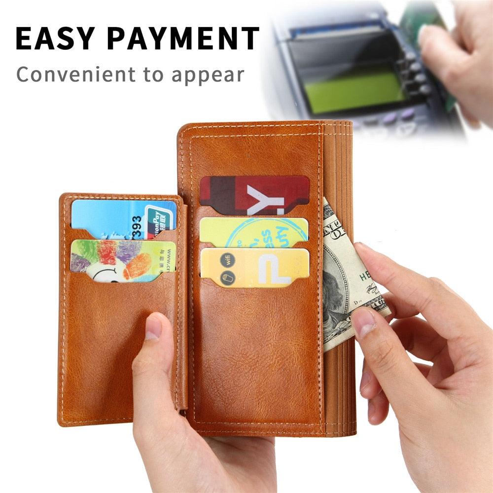 Luxury Leather Flip Wallet Case For iPhone 14 13 12 11 Pro MAX X XS XR Card Holder Stand Cover Retro Brown Card Holder Slots Pocket Case PU Leather Magnetic Closure Kickstand Shockproof Flip Case