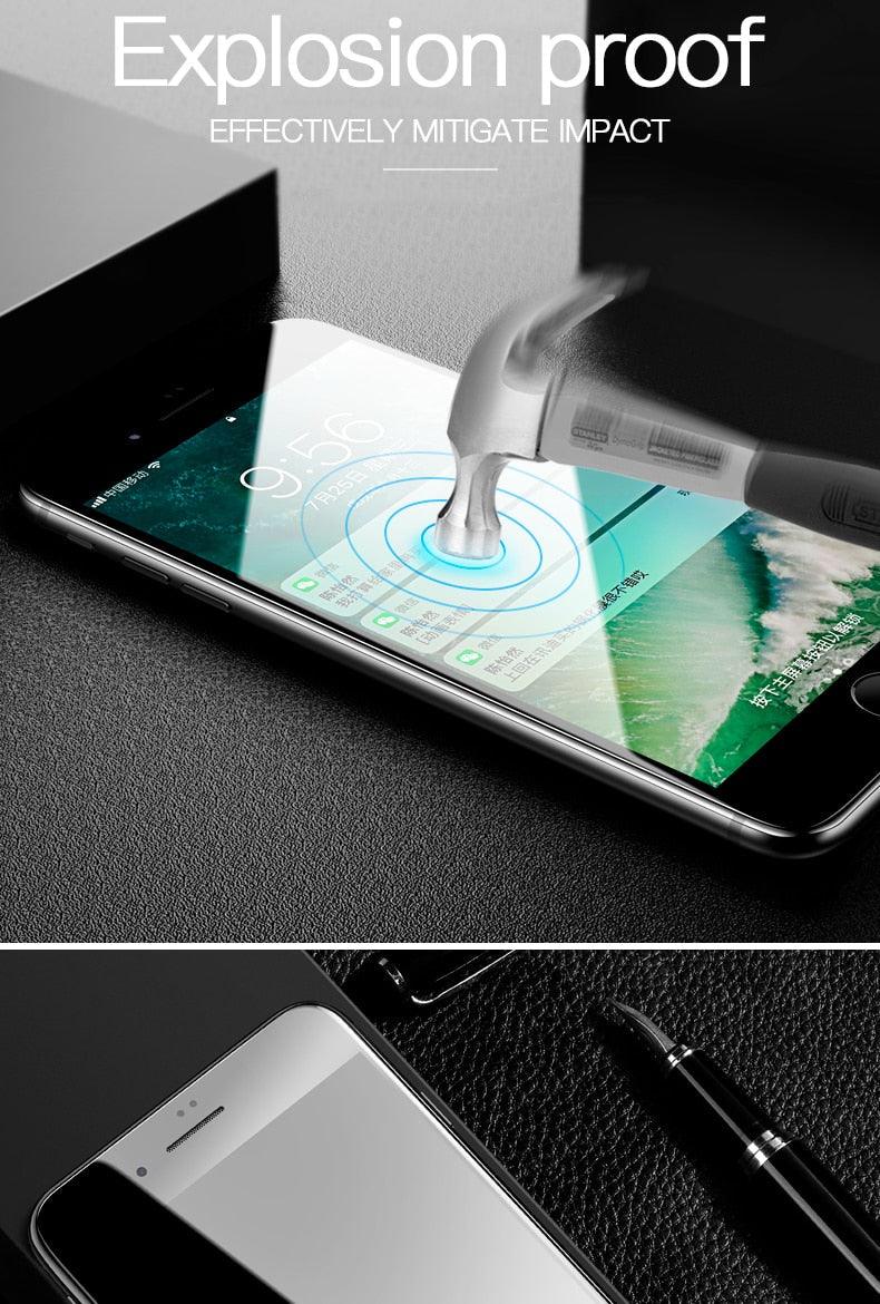 Curved Edge Tempered Glass For iPhone 12 11 Pro Xr X Xs Max Screen Protector For iPhone 6 6s 7 8 Plus SE 2020 Protective Film Real Premium Tempered Glass Film Screen Protector for Iphone