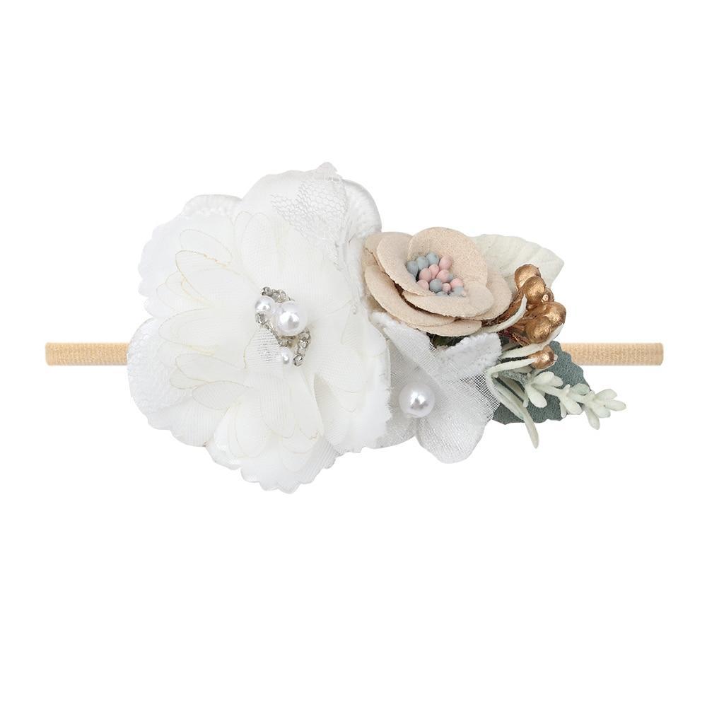 Handmade Luxury Pearl Baby Headbands Bundle Nylon Elastic Newborn Hair Accessories for Girls Kids