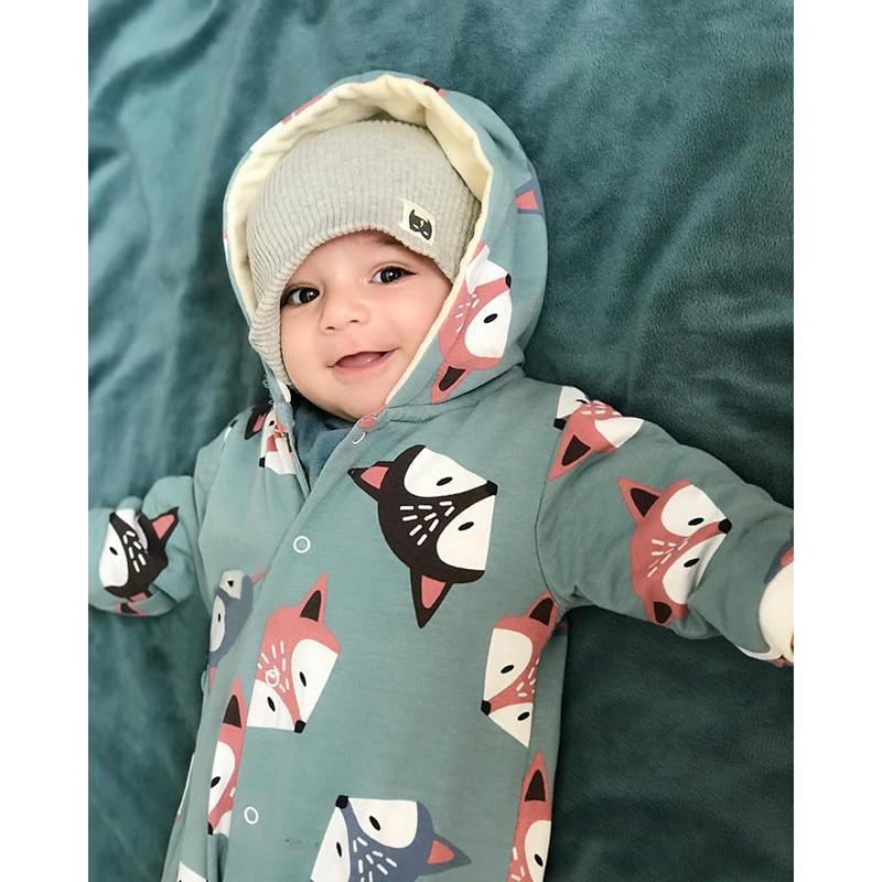 Winter Baby Cartoon Fox Baby Long Sleeve Romper Cute Clothes Onesie for New Born Baby Boy / girl Romper Jumpsuit For Winter Season