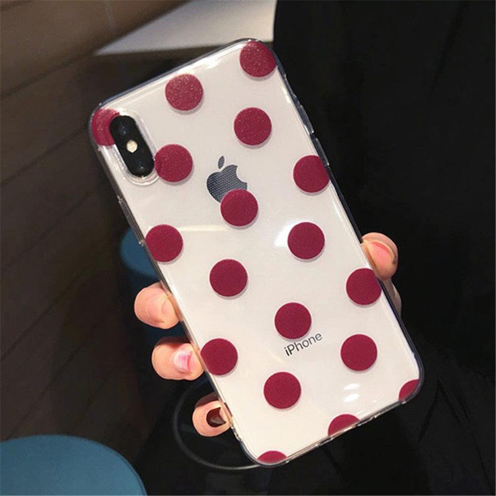 Transparent Phone Case For iPhone 13 12 11 14 Pro Little Dots Love Heart Clear Back Cover Vintage Women Girls Soft Anti-Scratch Protective Cases for iPhone