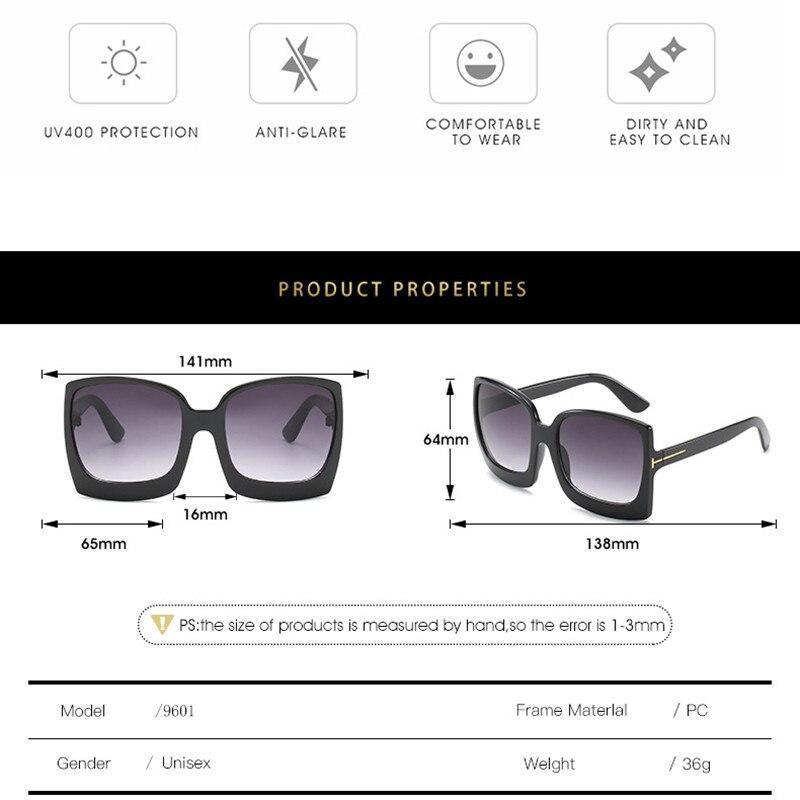 Fashion Oversized Women Square Big Frame Graduent Woman and Lady Sunglasses Brand Designer with UV400 Protection gafas de sol mujer