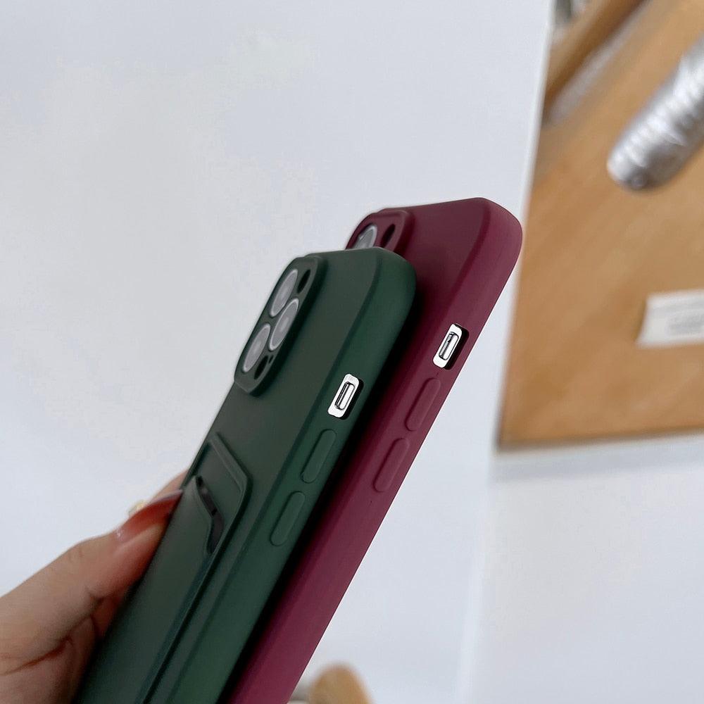 Soft Silicone Card Phone Case for IPhone 13 12 Pro Max Shockproof Protector Cover for IPhone 14 Plus Cases Heavy Duty Solid Slim Lightweight Anti-Shock Cover for iPhone