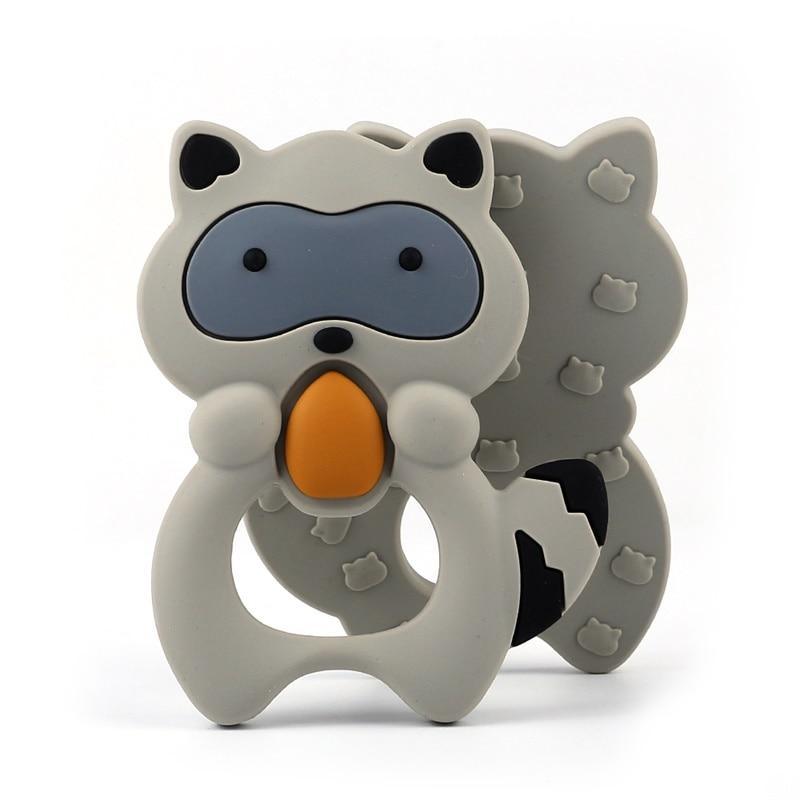 2pcs Cartoon Baby Teether Animal Silicone Teether Raccoon Elephant Koala Giraffe Baby Teething Toys Accessories Perfect Toy For Kids
