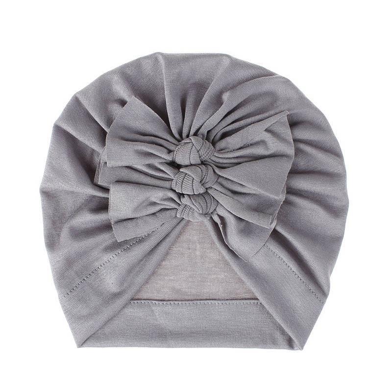 Handamde Elegant Baby Hats for Girls Big Bow Turban Hat Newborn Baby Beanie Cap Solid Color Style