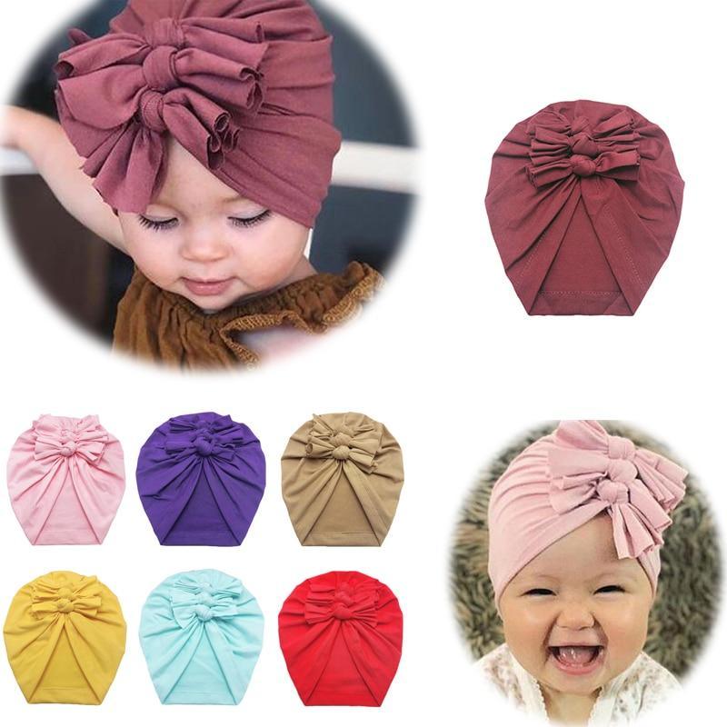 Luxury Modern Baby Headband Hat Bowknot Print Cotton Stretchy Turban Headband Infant Head Wrap Beanie Hat For Babies and Kids