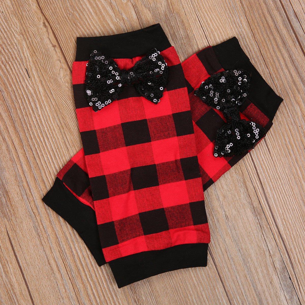 4Pcs Baby Girls Christmas Dress Set Children Long Sleeve Top Short Skirt Hair Band And Leg Cover