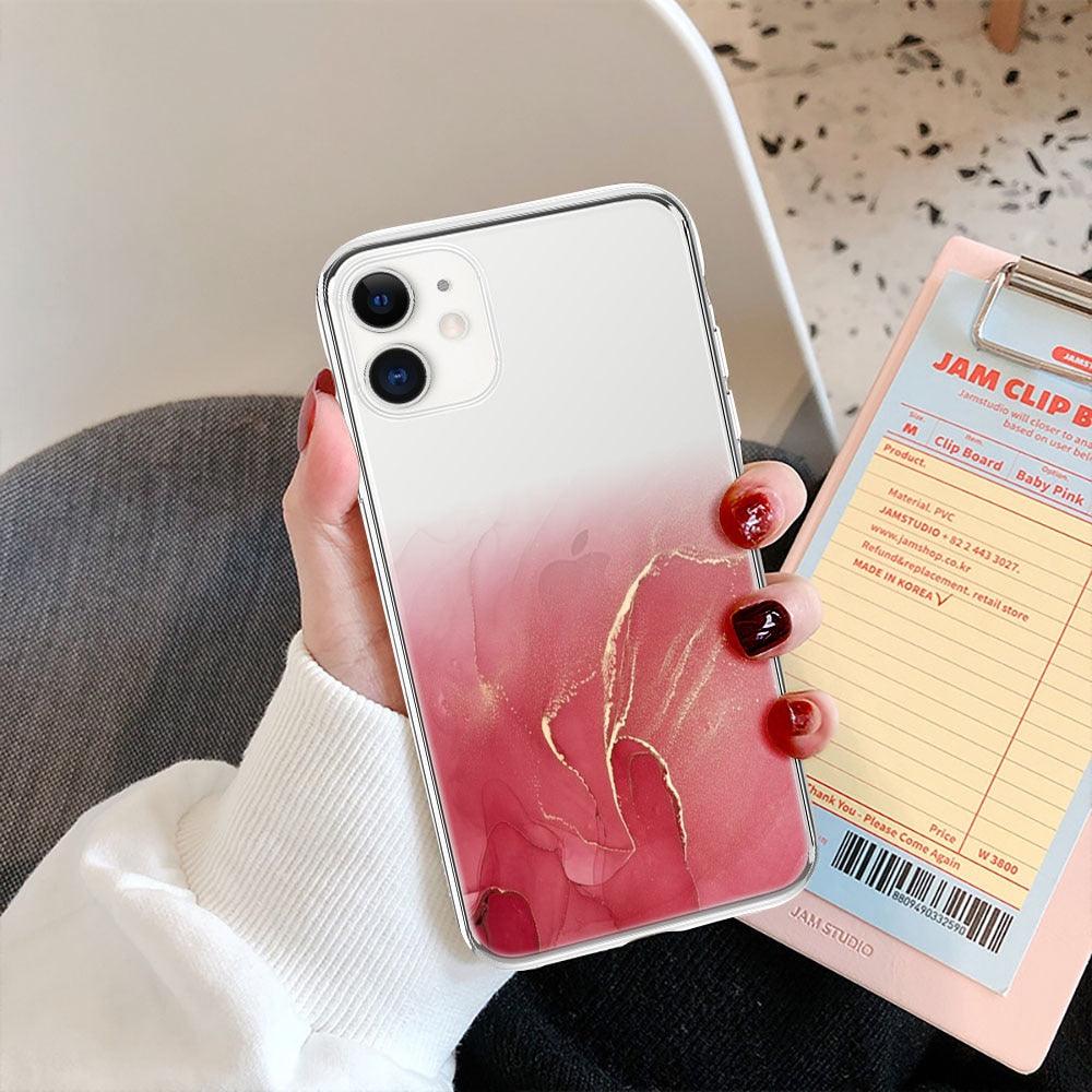 Luxury Marble Transparent Phone Case For iPhone 11 12 Pro XS Max X XR 7 8 Plus Soft Silicone Shockproof Cover Green Marble Design Gold Sparkly Glitter Protective Stylish Slim Thin Cute Case for Phone