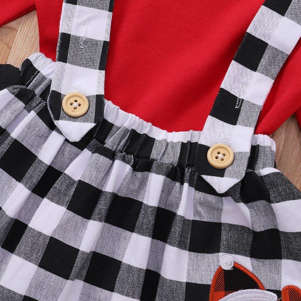 Cute Outfits Autumn Winter Plaid Suspender Christmas Dress Clothing Kids Girls Skirts