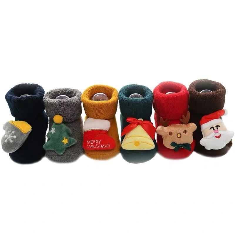 Luxury Modern Christmass Children's Socks With Doll Baby Keep Warm Elk Non-Slip Socks Newborn For Infant Toddler Kids