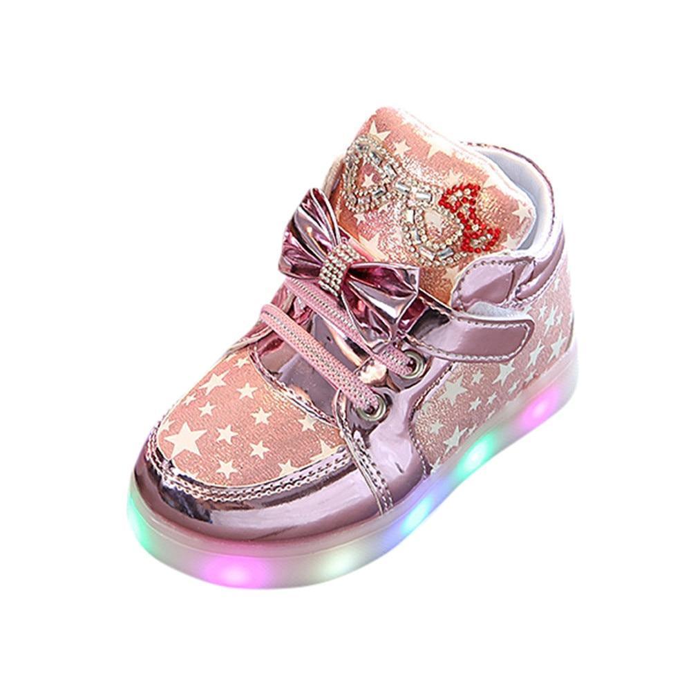 Modern Trend NEW Fashion Style Baby Fashion Sneakers For Children Girls Star Luminous Child Casual Colorful Light LED Shoes Sneakers