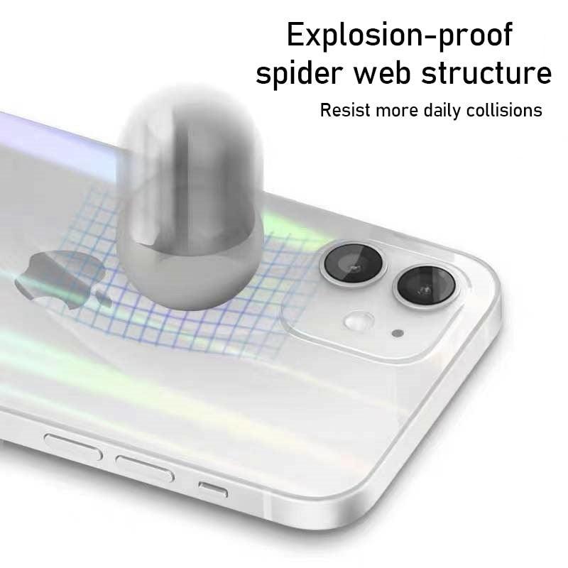 Gradient Laser Aurora Hydrogel Film For iPhone 13 11 12 Pro Max Mini X XS XR 7 8 Plus SE 2 Screen Protector Soft Full Back Cover Thin Scratch Resistant Back Screen Guard for Iphone
