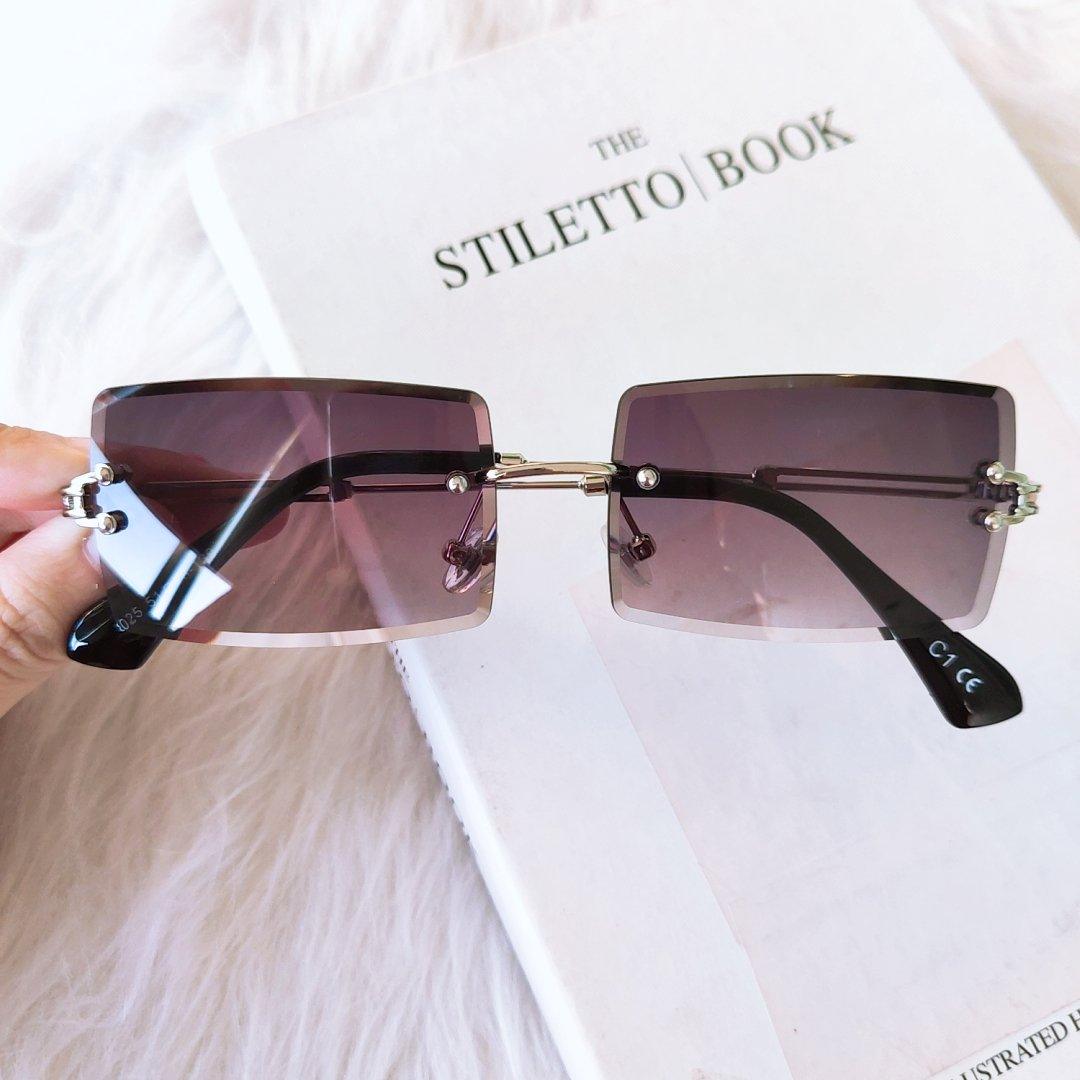 Fashion Rimless Women Trendy Small Rectangle Sunglasses With High Quality metal frame And UV400 Protection