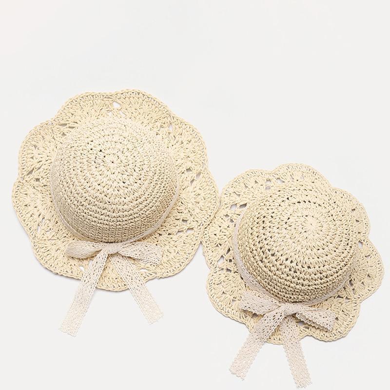 Handmade Modern Elegant Lady Baby Girls Breathable Lace Cap With Bow Great For Beach Sun