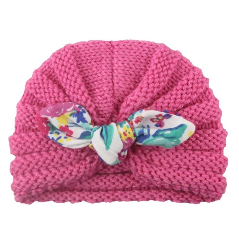 New Handmade Cotton Girl Hat Autumn Winter Baby Boy Girl Hat Colorful Bow Elastic Cute Baby Turban In Elegant Design