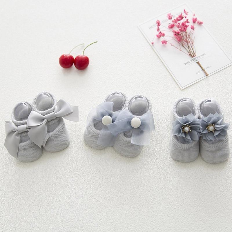 Baby Girl Anti-Slip Cotton Bow Lace Flower Floor Socks Spring Socks Excellent Quality Everyday Wear