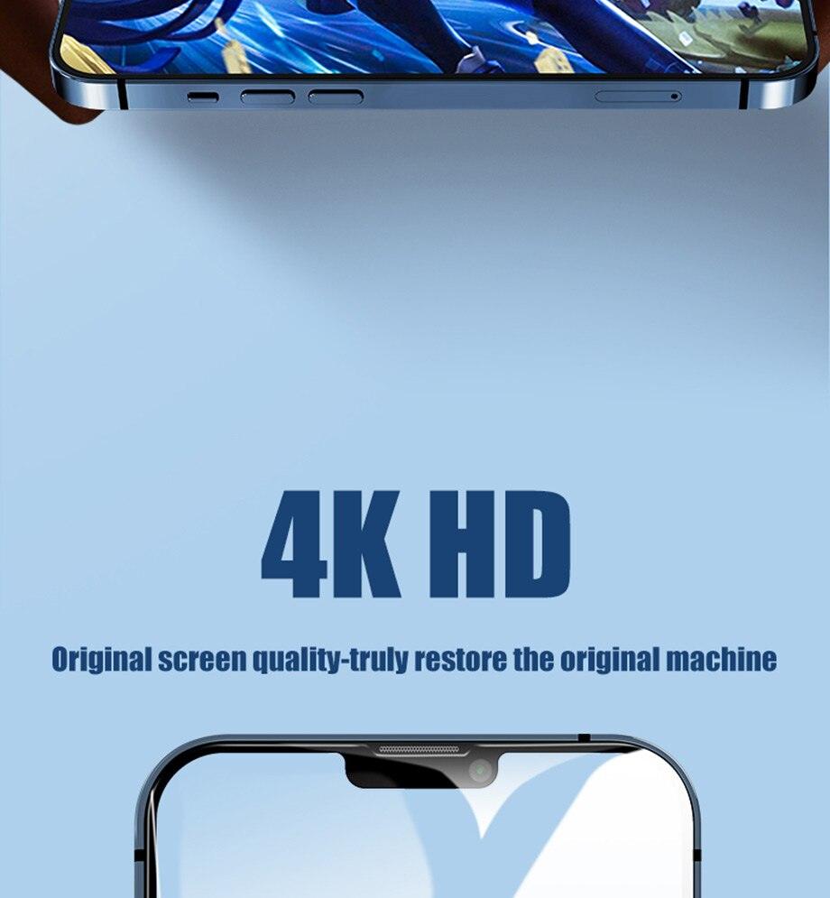 4Pcs Full Cover Screen Protectors for IPhone 13 11 12 Pro Max Mini 13Pro 11Pro 14 PRO XS MAX X XR SE 6S 8 7 Plus Tempered Glass Ultra Clear Tempered Glass Case Friendly Easy to Install Screen Protector