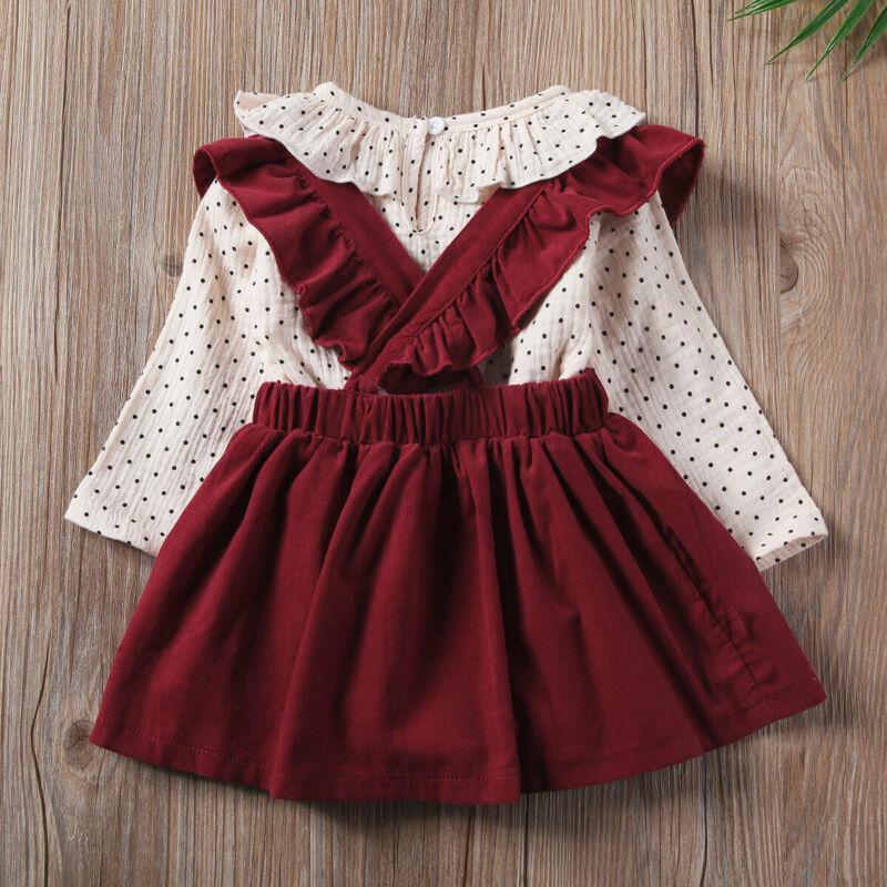 Toddler Baby Girl Dotted Romper Tops Strap Dress Cotton Clothes Skirt Cover Up