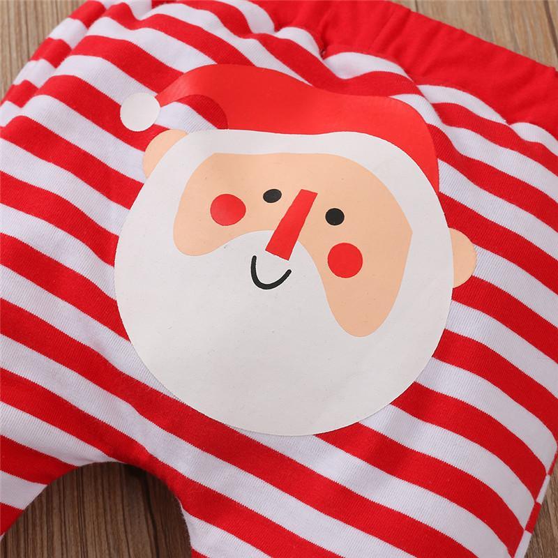 3PCS Romper Jumpsuits+Striped Pant Christmas Clothes Set Kids for Infant Boys/Girls In Christmas Printed Design