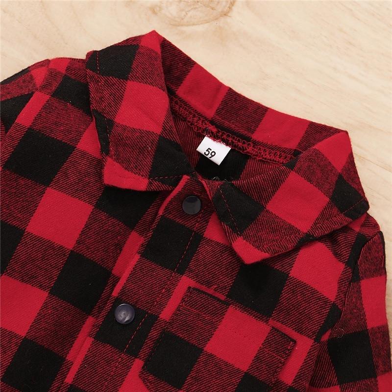Spring Autumn Newborn Cotton Casual classic Plaid Collar Jumpsuit for Baby Boys / Girls In Elegant Retro Modern Style