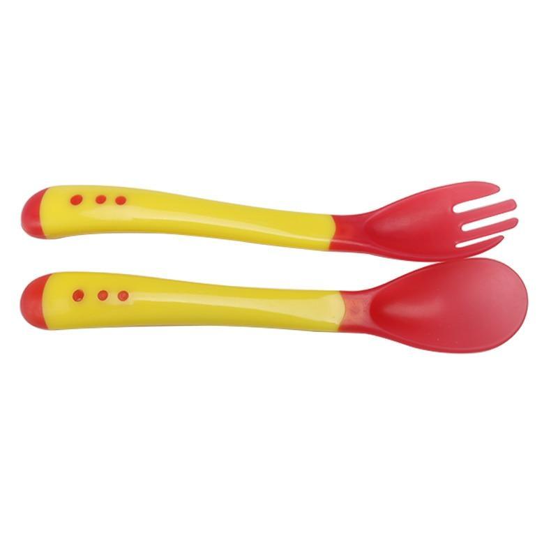 Unique Spoon and Fork Set For Newborn Baby Eating Training Easy To Hold for Feeding Food Children Flatware Feeding Forks