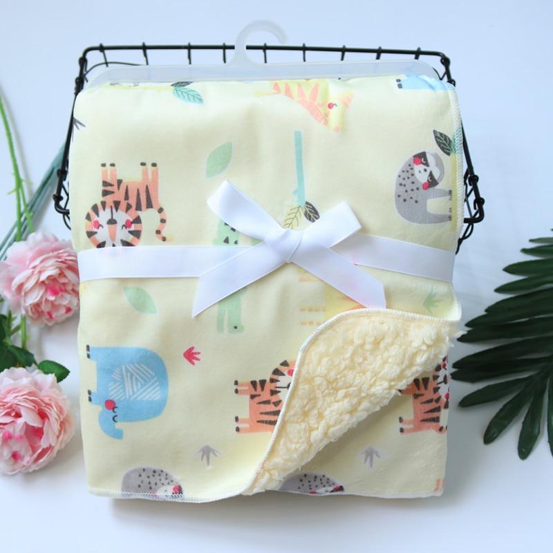 Baby Blankets New Layer Coral Fleece Infant Swaddle Wrap Owl Printed Newborn Baby Bedding Blanket