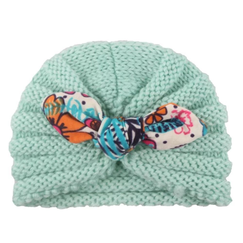 New Handmade Cotton Girl Hat Autumn Winter Baby Boy Girl Hat Colorful Bow Elastic Cute Baby Turban In Elegant Design