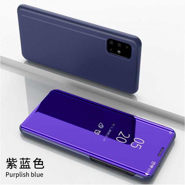 Smart Flip Phone Case For iPhone X XR XS 5 5S SE 7 8 6 6S Plus 11 12 13 Mini Pro Max 2020 Mirror Window Standing Holder Cover Mirror Screen Smart Plating Case 360 Full Body Ultra Thin Intelligent Protective Case