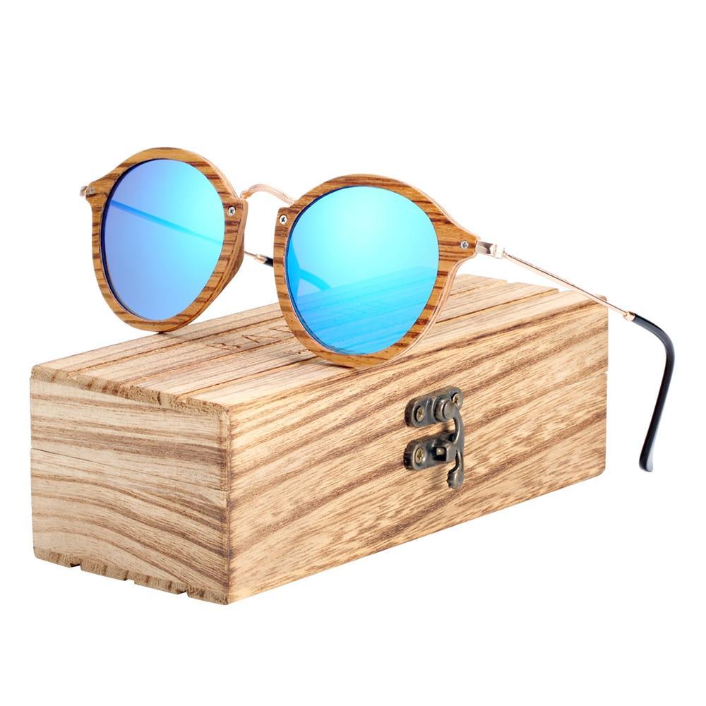 New Luxury Zebra Wood Sunglasses Handmade Round Sunglasses Polarized Eyewear For Men and Women With UV400 Protection