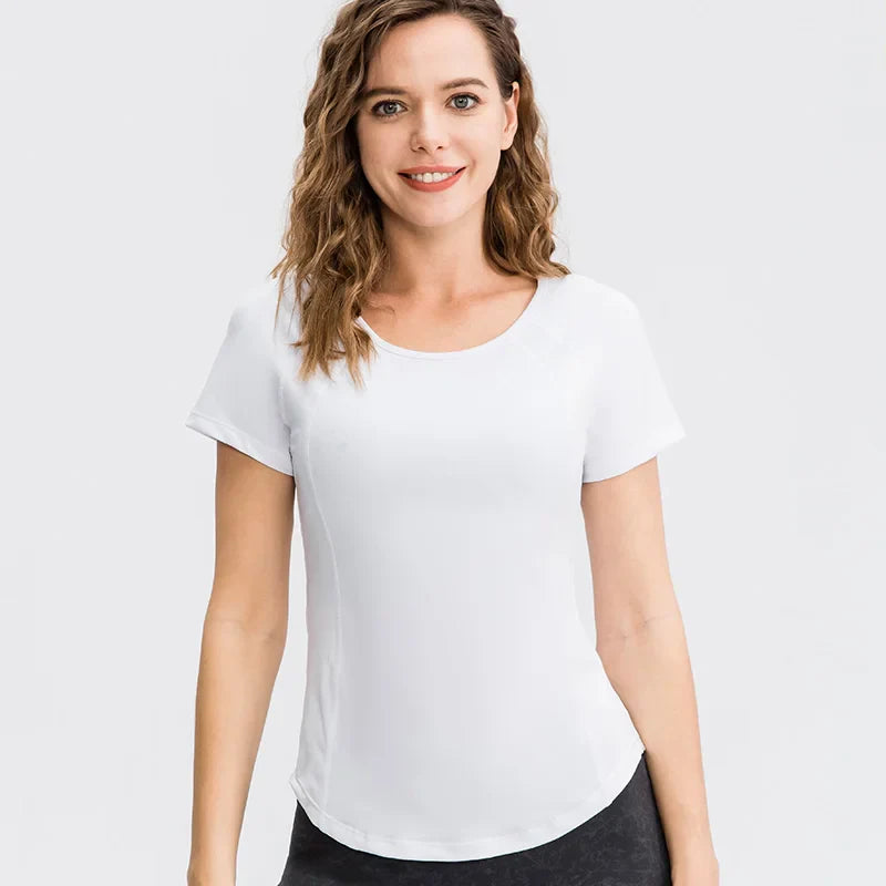 Women's Breathable Mesh Running Shirt Quick Dry Elastic Yoga Top