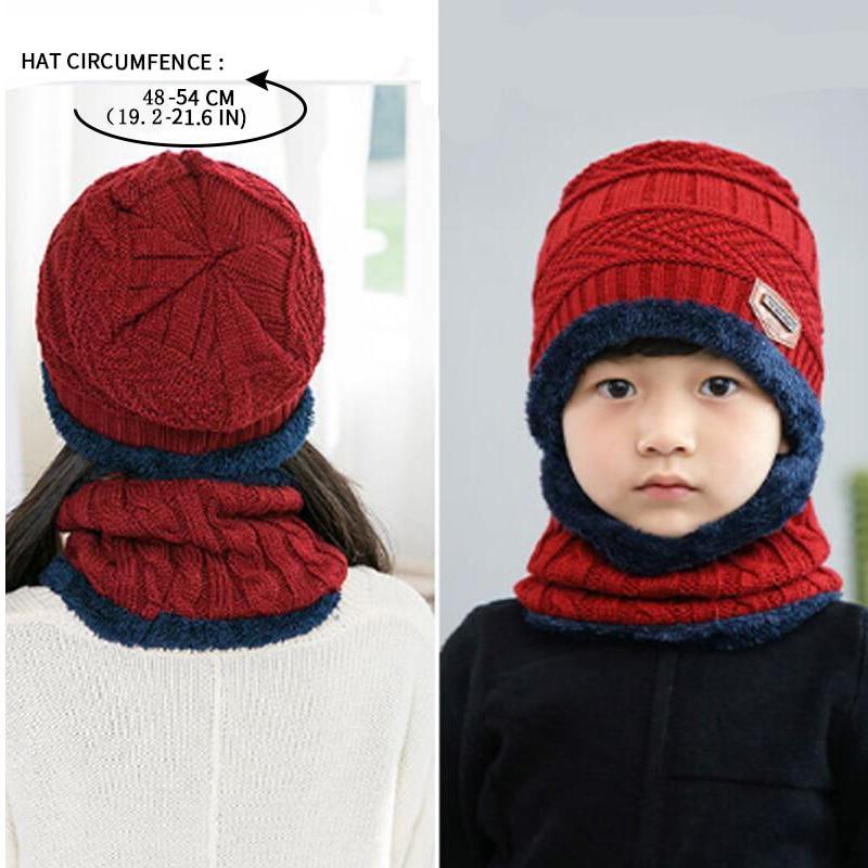 Knitted Baby Hats Cap and Scarf Turban Beanie Cotton Warm Wool Fur Caps Soft Hat For Childern Girl And Boys