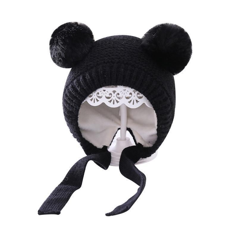 Handmade Modern Trend Winter Christmas Knitted Baby Hat Cute Double Pompom Infant Baby Boy Girl Cap Ear Protection Hats Kids Children Cap