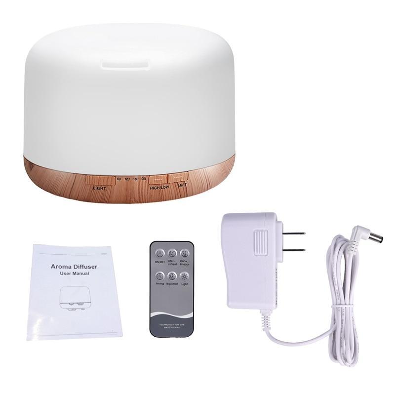 Air Humidifier Essential oil diffuser 300ML 500ML Ultrasonic Cool Mist Maker Fogger Humidifier LED Lamp Aroma Diffuser Electric Aromatherapy Diffuser umidifier Aroma Essential Oil Diffuser with 4 Timers 2 Misting Modes Waterless Auto Off