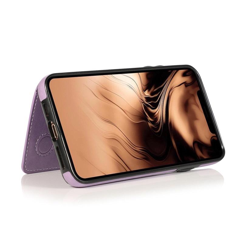 Leather Wallet Case For iPhone 11 Pro Max XS Max XR X 8 7 6S 6Plus 5 5S With Stand Card Pocket Case Cover Shockproof Texture PU Leather Wallet Cover
