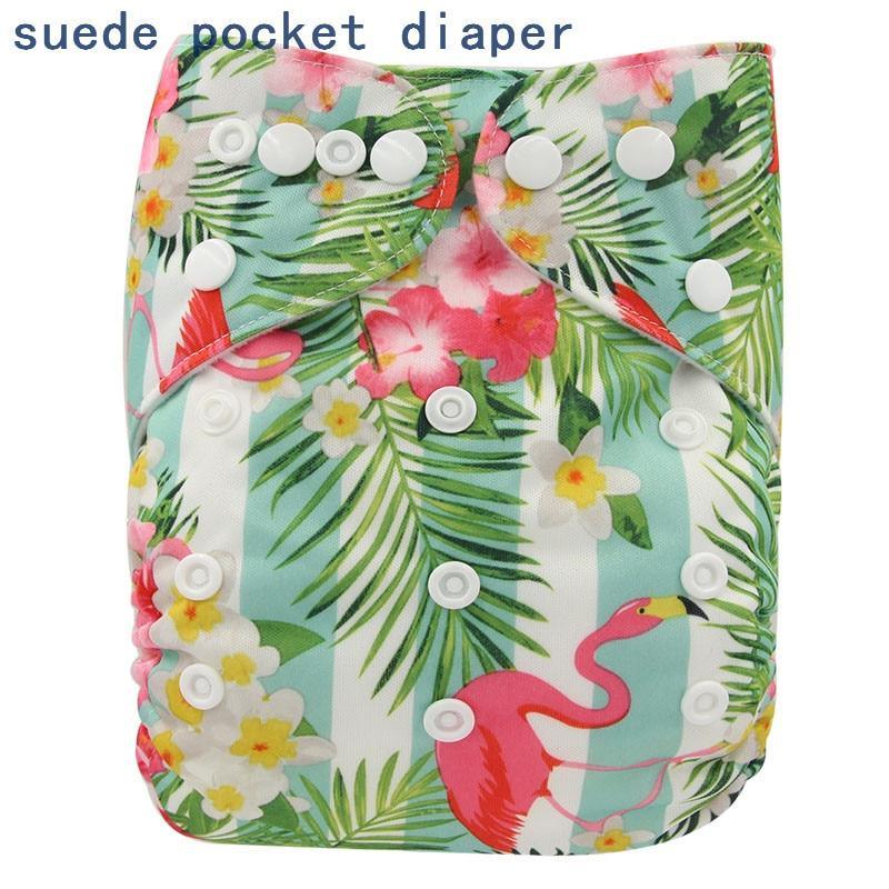 Newborn Cloth Diaper Sewed in Charcoal Bamboo Insert and Suede Pocket Diapers Waterproof Baby Nappies Design for Baby