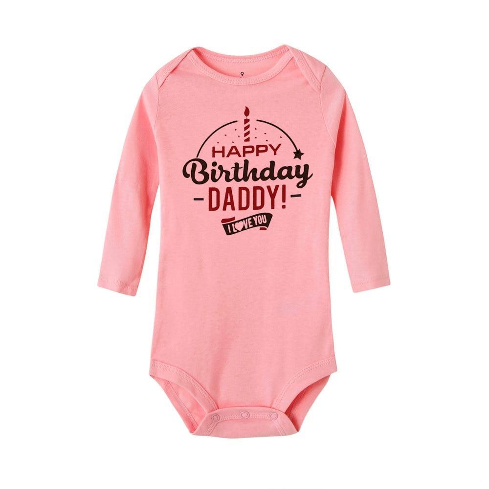 Happy Birthday Daddy Newborn Kids Baby Boys Girls Infant Long Sleeve Jumpsuit ROmper In Modern Designs With Party Print