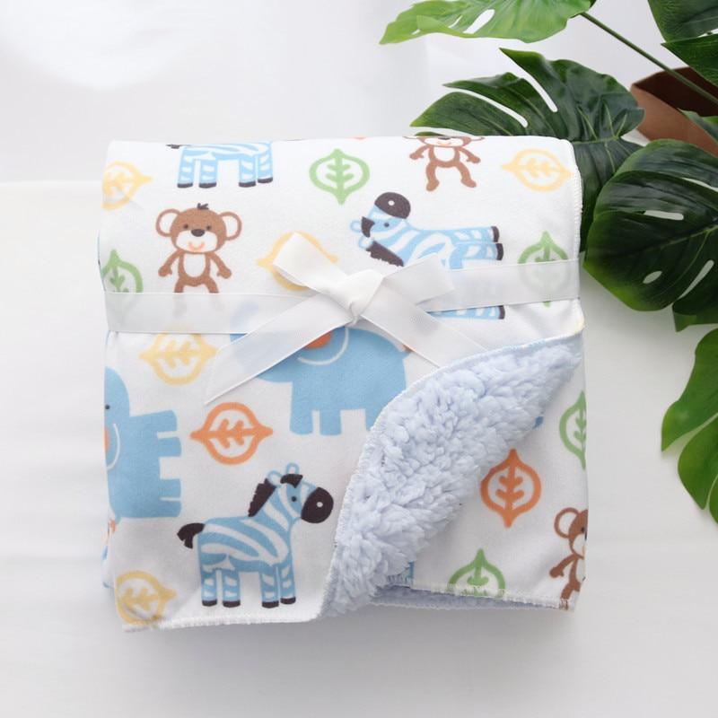 Baby Blankets New Layer Coral Fleece Infant Swaddle Wrap Owl Printed Newborn Baby Bedding Blanket